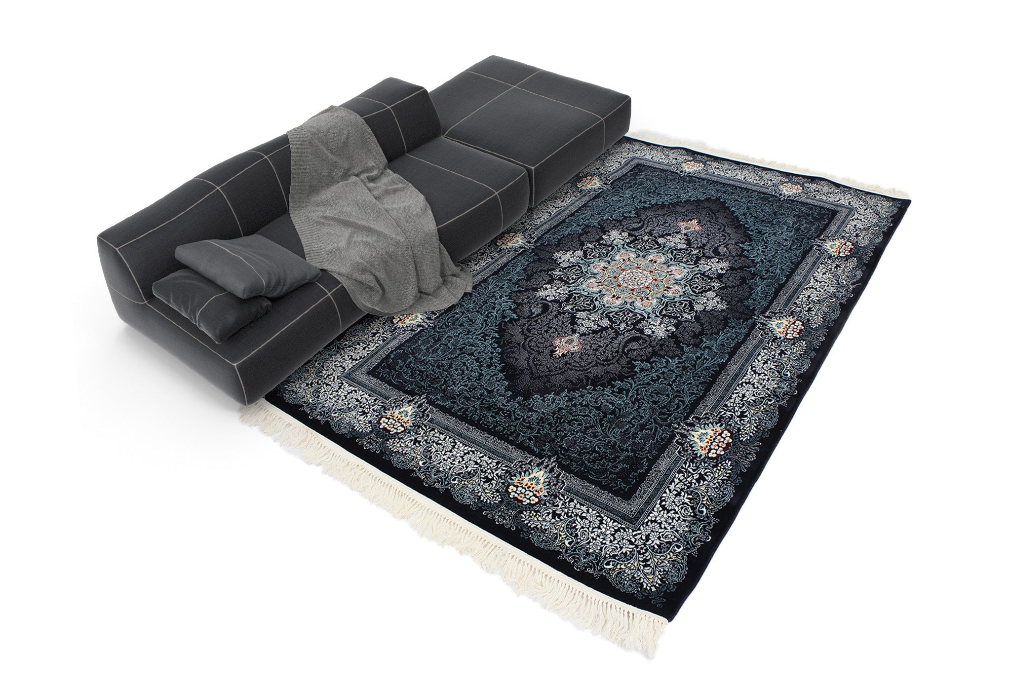 Mash 722598 Dark Blue Persian Traditional Rug - Quality Rugs and Furniture