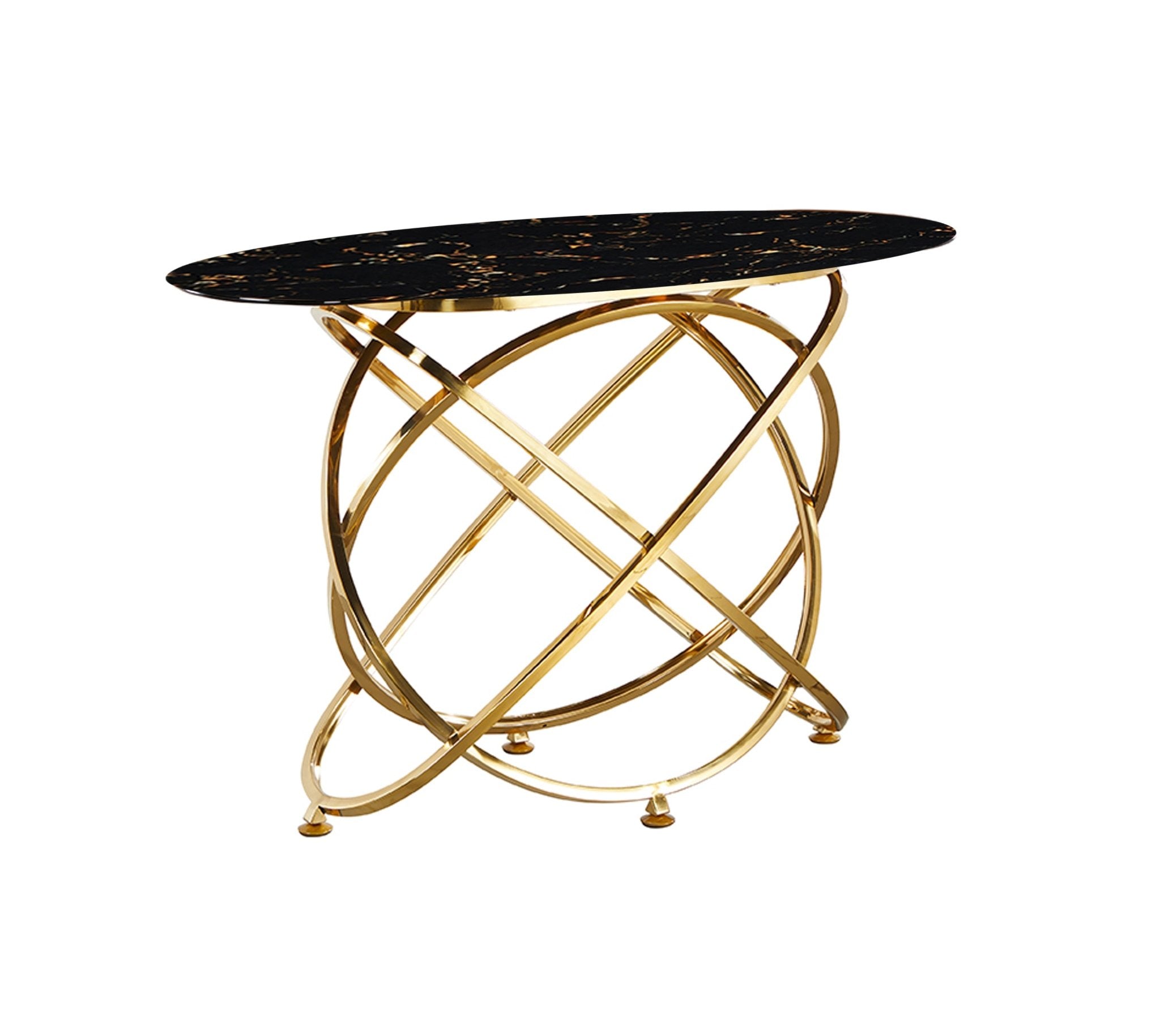 Mellisa Marble Top Stainless Steel Base Console Hallway Table Gold Black - Quality Rugs and Furniture