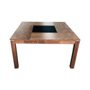 Merlot Dining Table Solid Oak Legs Tempered Glass Top - Quality Rugs and Furniture