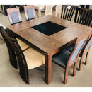 Merlot Dining Table Solid Oak Legs Tempered Glass Top - Quality Rugs and Furniture