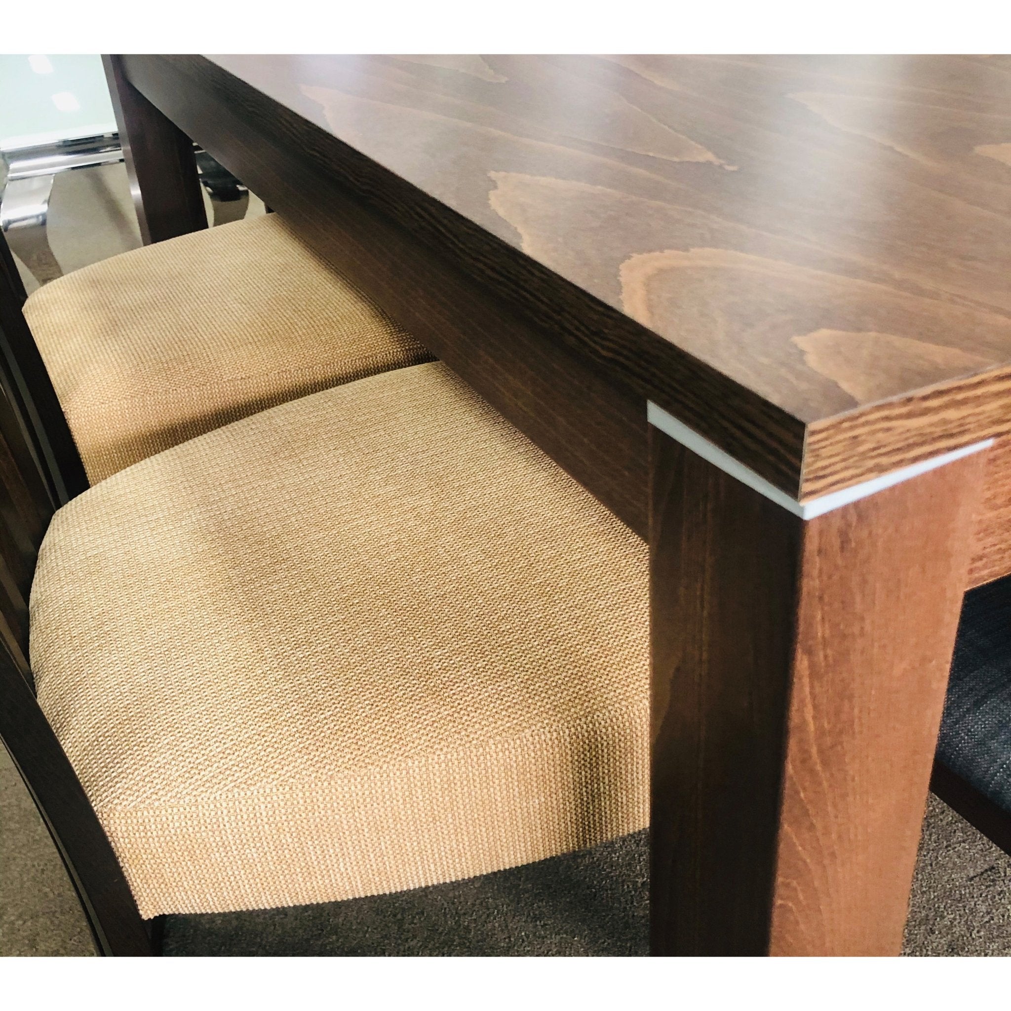 Merlot Dining Table Solid Oak Legs Tempered Glass Top - Quality Rugs and Furniture