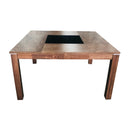 Merlot Dining Table Solid Oak Legs Tempered Glass Top - Quality Rugs and Furniture