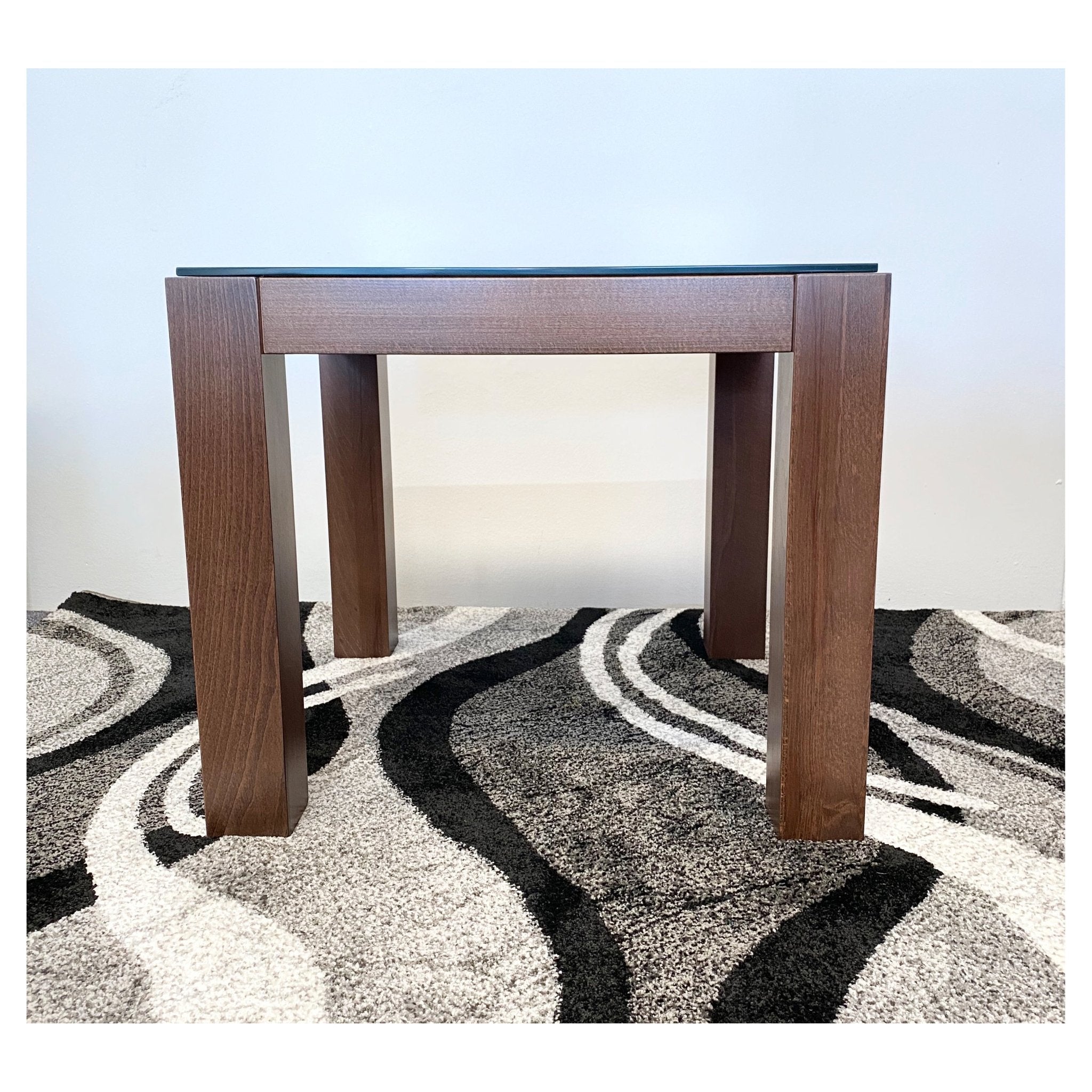 Merlot Side Table Wooden Base Tempered Glass Top - Quality Rugs and Furniture