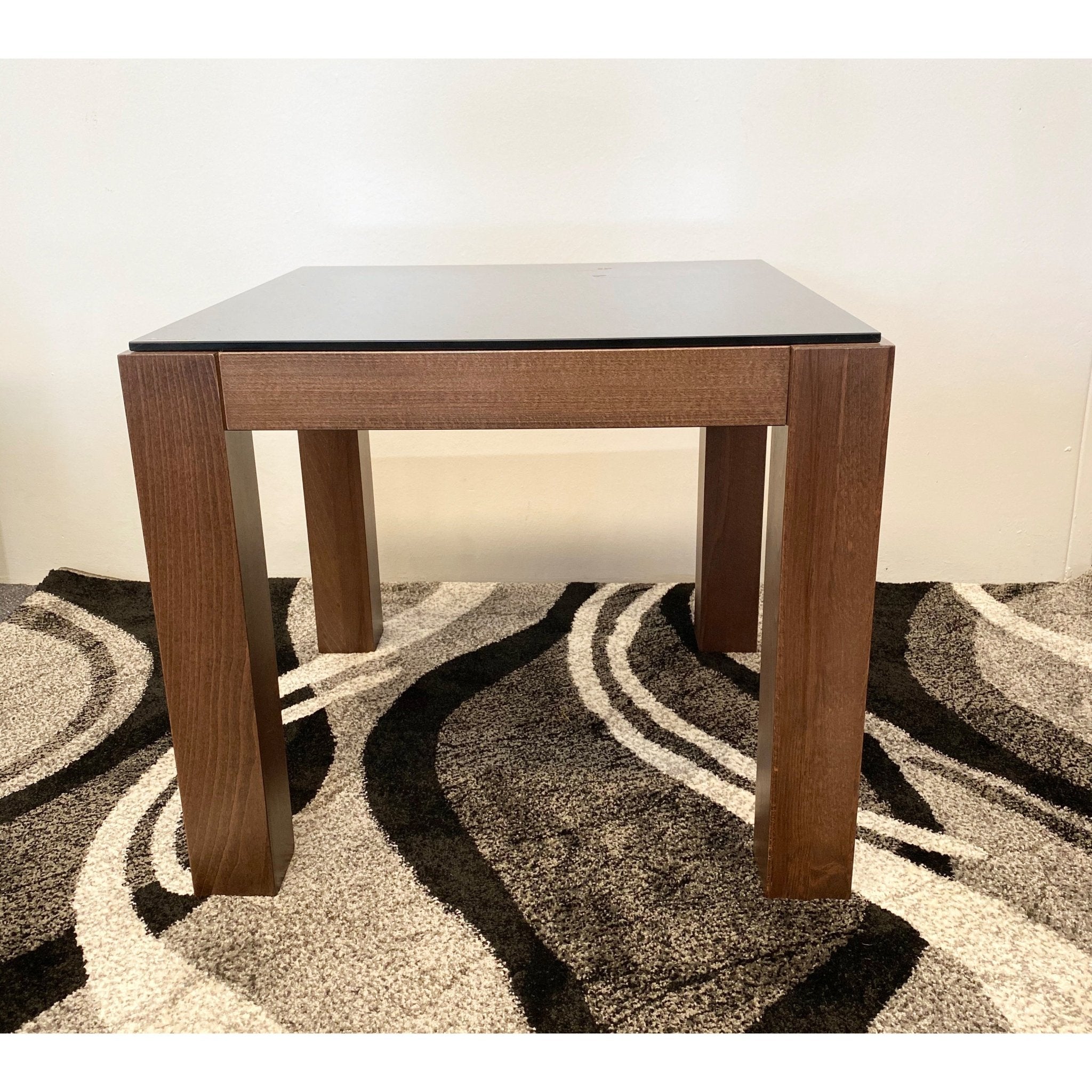 Merlot Side Table Wooden Base Tempered Glass Top - Quality Rugs and Furniture