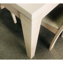 Milky White Dining Table Solid Oak Legs Tempered Glass Top - Quality Rugs and Furniture