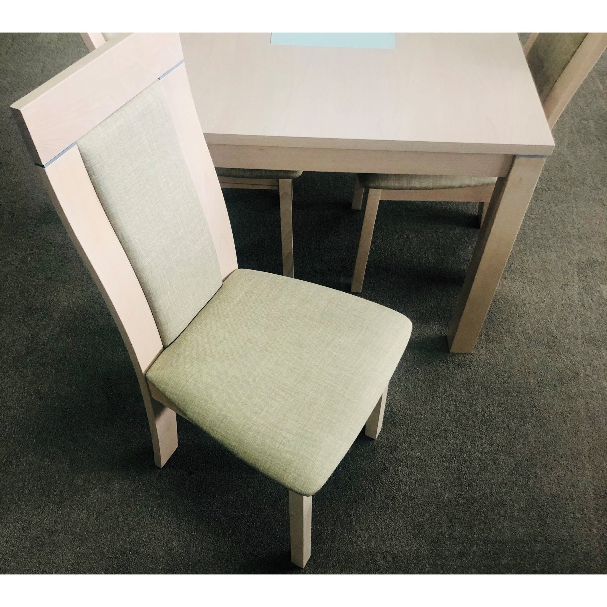 Milky White Dining Table Solid Oak Legs Tempered Glass Top - Quality Rugs and Furniture
