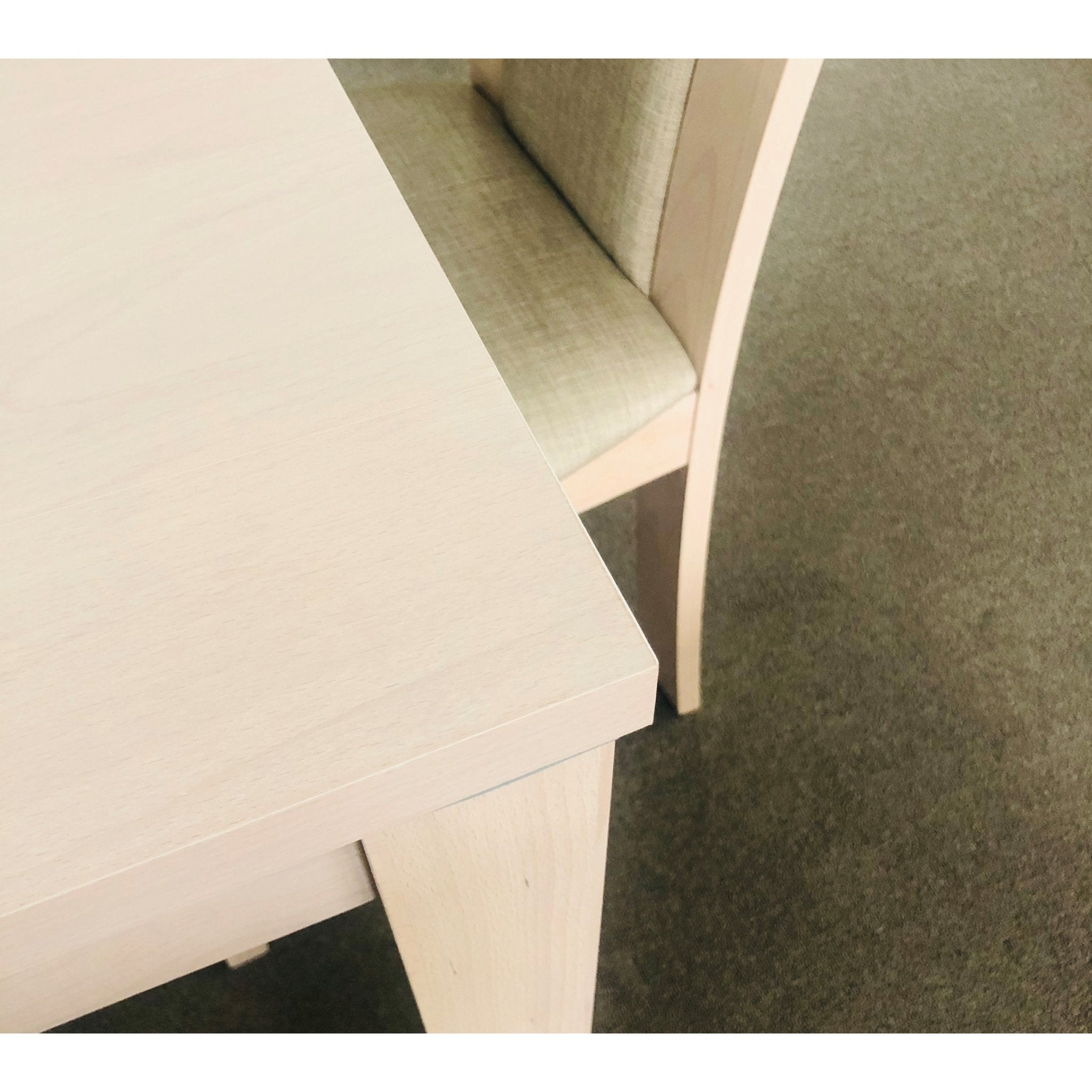 Milky White Dining Table Solid Oak Legs Tempered Glass Top - Quality Rugs and Furniture