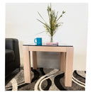 Milky White Side Table Wooden Base Tempered Glass Top - Quality Rugs and Furniture