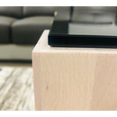 Milky White Side Table Wooden Base Tempered Glass Top - Quality Rugs and Furniture