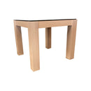 Milky White Side Table Wooden Base Tempered Glass Top - Quality Rugs and Furniture