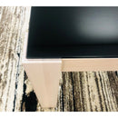 Milky White Side Table Wooden Base Tempered Glass Top - Quality Rugs and Furniture