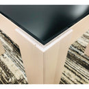 Milky White Side Table Wooden Base Tempered Glass Top - Quality Rugs and Furniture