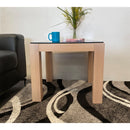 Milky White Side Table Wooden Base Tempered Glass Top - Quality Rugs and Furniture