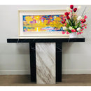 Newcastle Console Hallway Table Marble Base and Marble Top Black And White - Quality Rugs and Furniture
