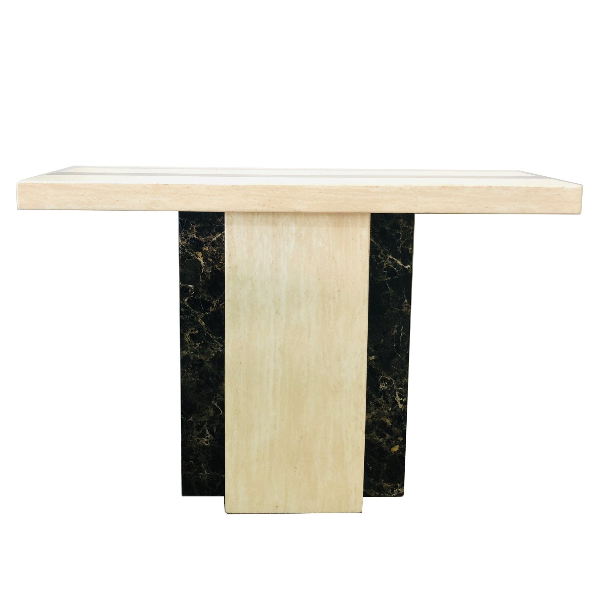 Newcastle Console Hallway Table Marble Top and Marble Base Cream Brown - Quality Rugs and Furniture