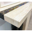 Newcastle Console Hallway Table Marble Top and Marble Base Cream Brown - Quality Rugs and Furniture