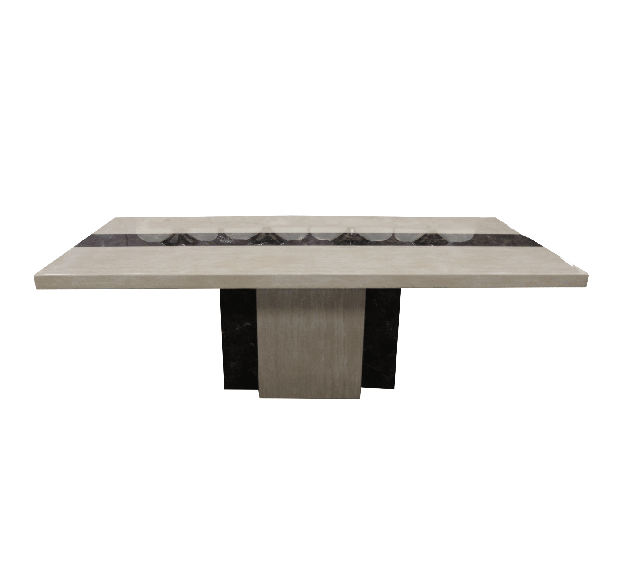 Newcastle Dining Table Laminated Marble Top and Marble Base Cream Brown - Quality Rugs and Furniture