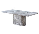 Newcastle Dining Table Laminated Marble Top and Marble Base Grey - Quality Rugs and Furniture