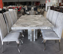 Newcastle Dining Table Laminated Marble Top and Marble Base Grey - Quality Rugs and Furniture