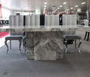 Newcastle Dining Table Laminated Marble Top and Marble Base Grey - Quality Rugs and Furniture