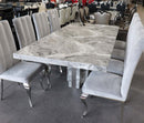 Newcastle Dining Table Laminated Marble Top and Marble Base Grey - Quality Rugs and Furniture