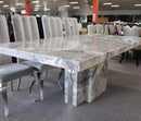 Newcastle Dining Table Laminated Marble Top and Marble Base Grey - Quality Rugs and Furniture