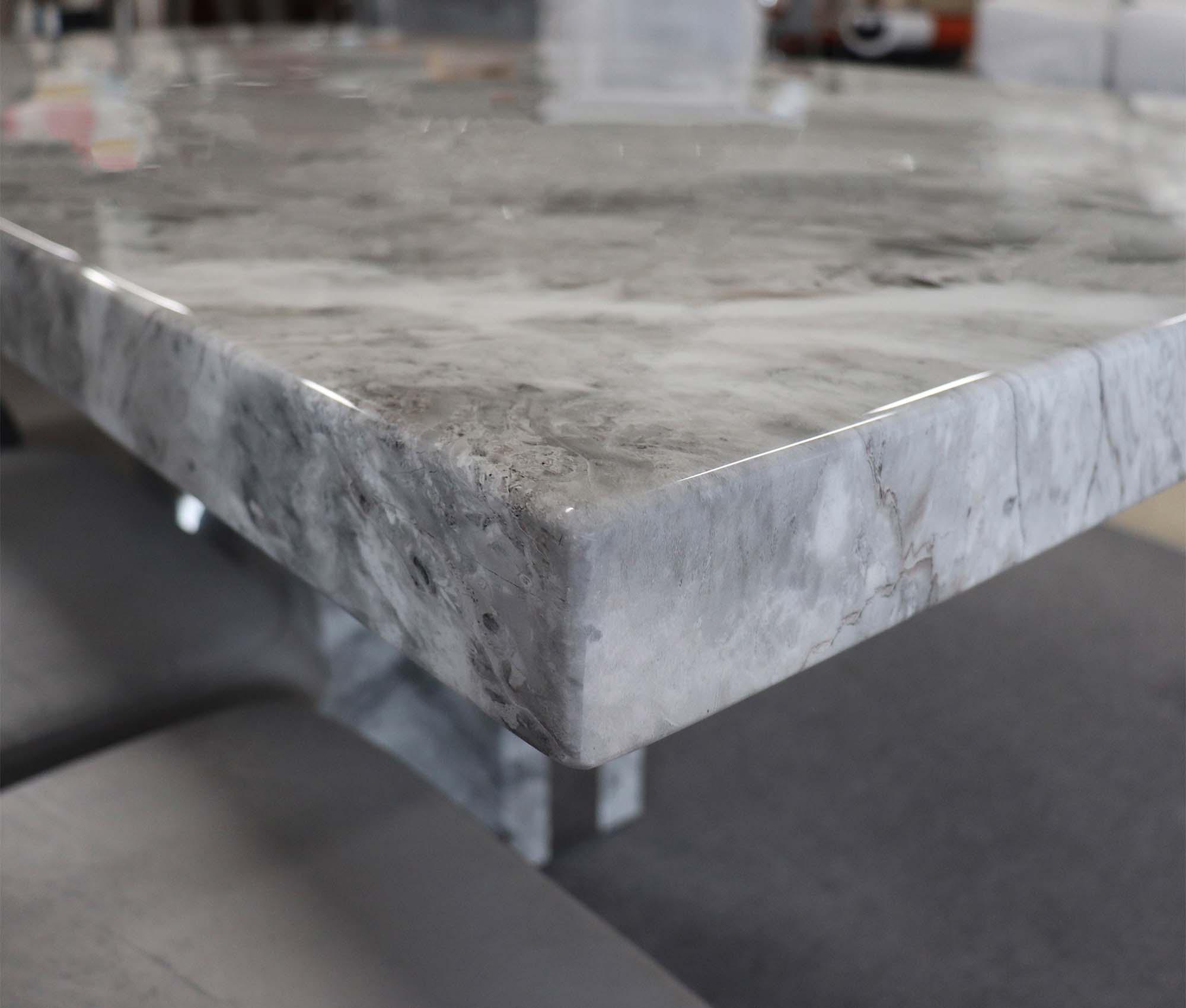 Newcastle Dining Table Laminated Marble Top and Marble Base Grey - Quality Rugs and Furniture