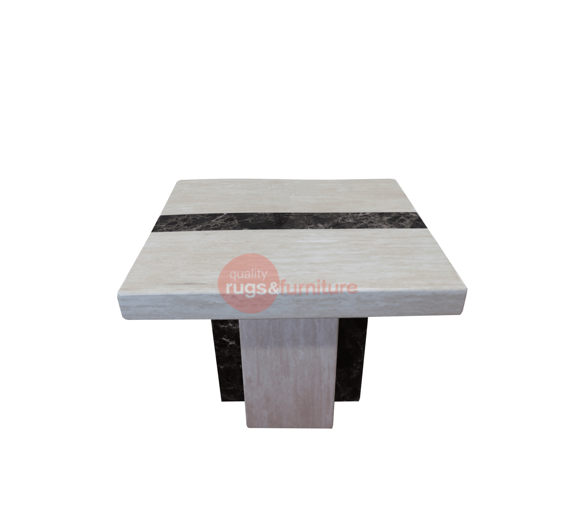 Newcastle Lamp Table Marble Base and Marble Top Cream Brown - Quality Rugs and Furniture