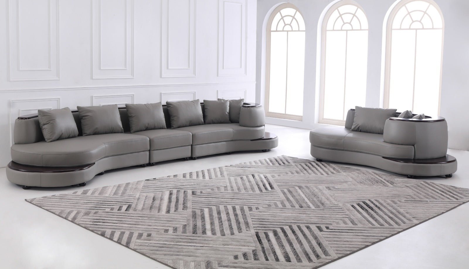 Olivia Leather Lounge Grey - Quality Rugs and Furniture