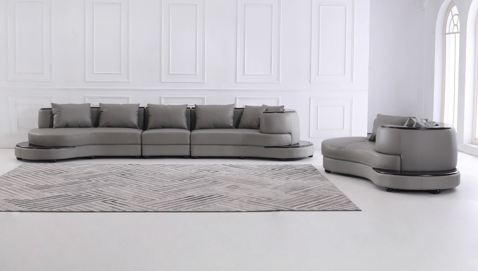 Olivia Leather Lounge Grey - Quality Rugs and Furniture