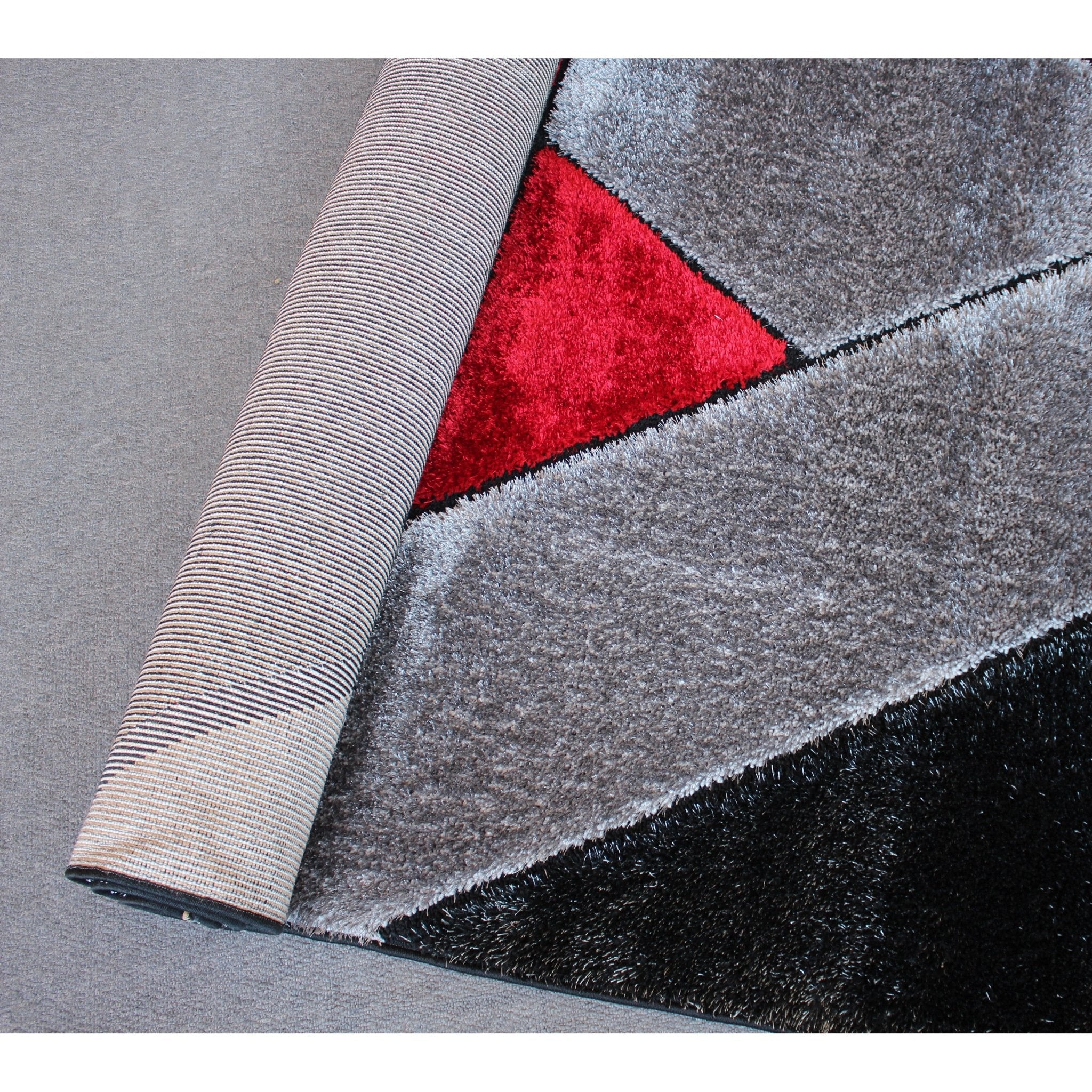 Orion Shaggy B695 Black Red Hallway Runner - Quality Rugs and Furniture