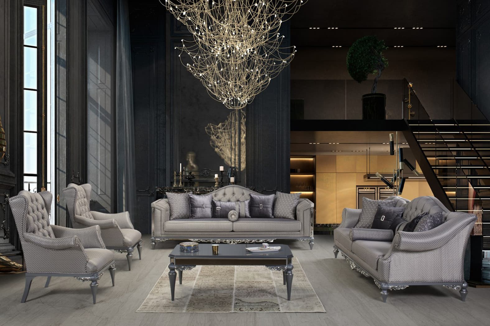 Pirlanta Art Deco Sofa Set Modern Mid Century - Quality Rugs and Furniture