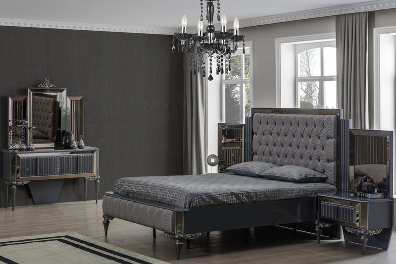 Pirlanta Art Deco King Bed Modern Mid Century