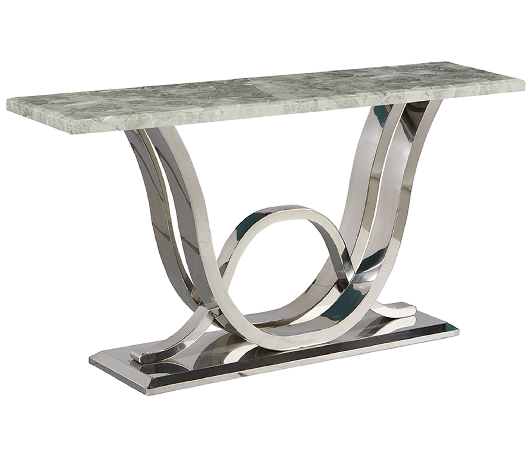 Raia Stainless Steel Base Marble Top Console Hallway Table Silver Grey - Quality Rugs and Furniture