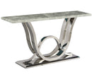 Raia Stainless Steel Base Marble Top Console Hallway Table Silver Grey - Quality Rugs and Furniture
