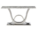 Raia Stainless Steel Base Marble Top Console Hallway Table Silver Grey - Quality Rugs and Furniture