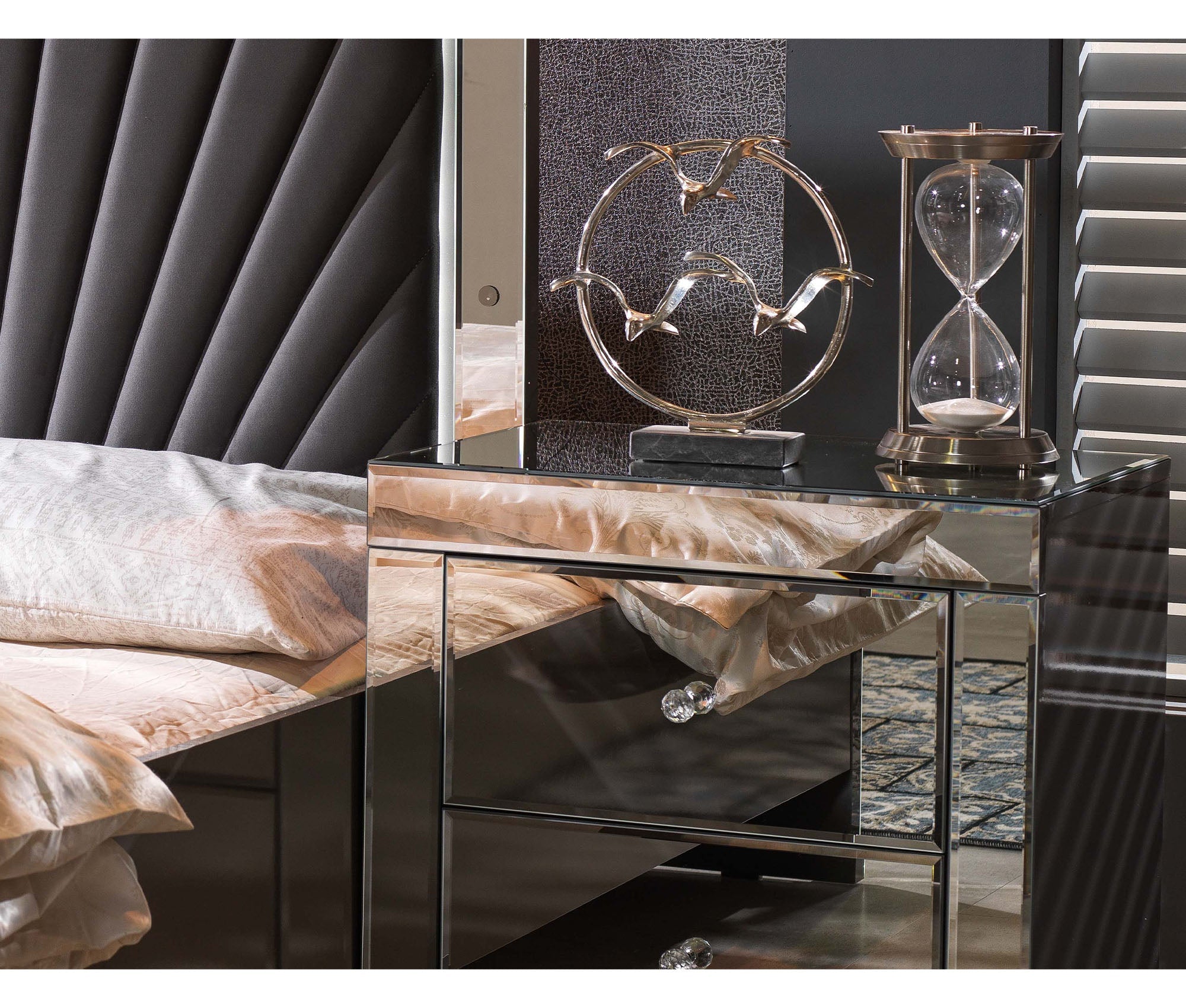 Robert Bedroom Suite Modern Luxury Grey Silver - Quality Rugs and Furniture