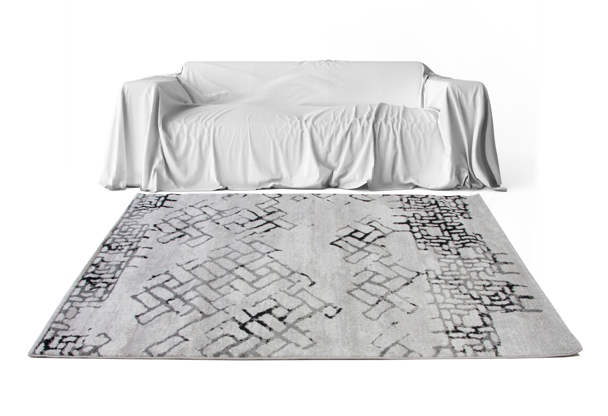 Roma R7632A - White/Black Modern Rug - Quality Rugs and Furniture