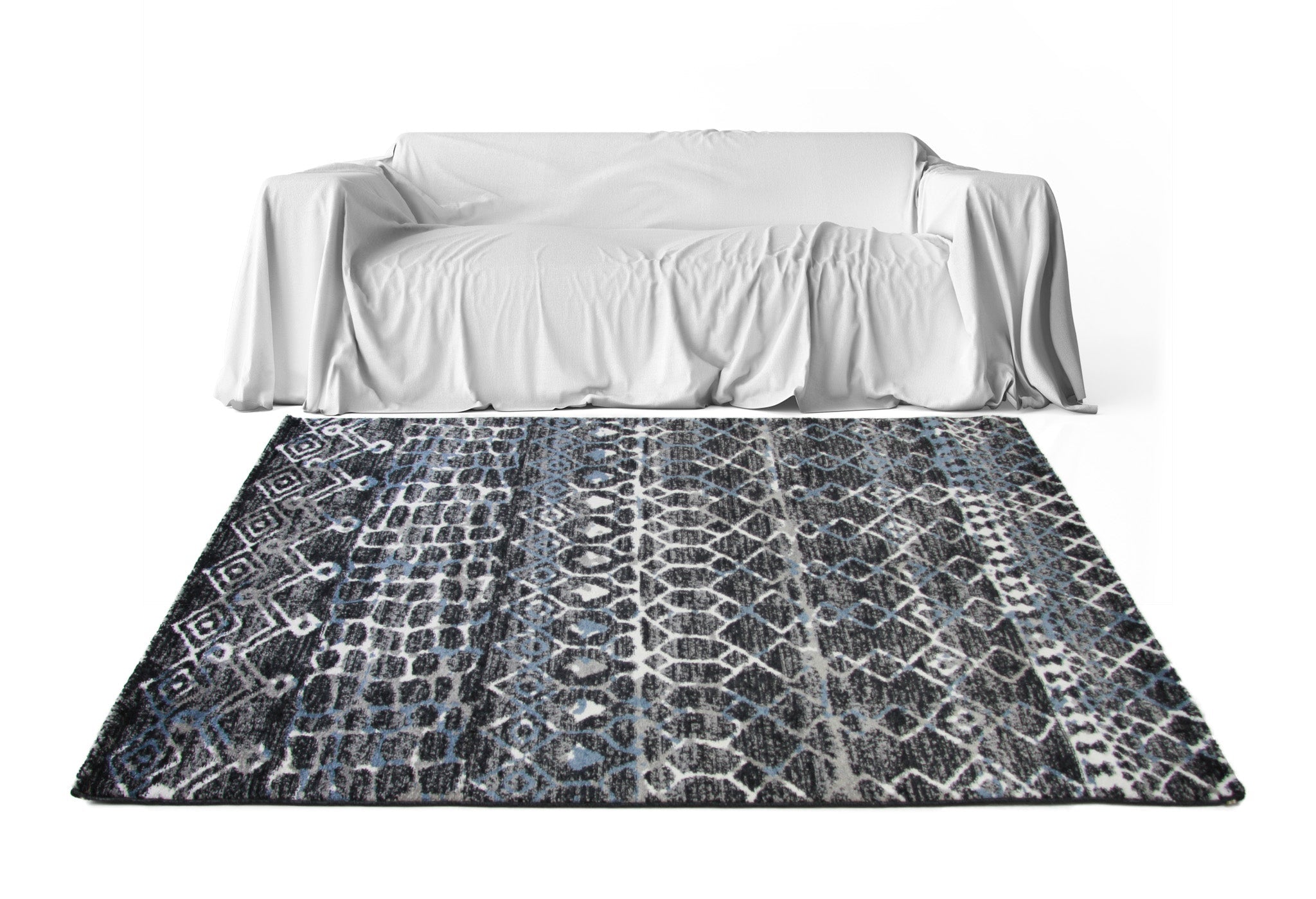 Roma R7646A - Black/D.Blue Modern Rug - Quality Rugs and Furniture