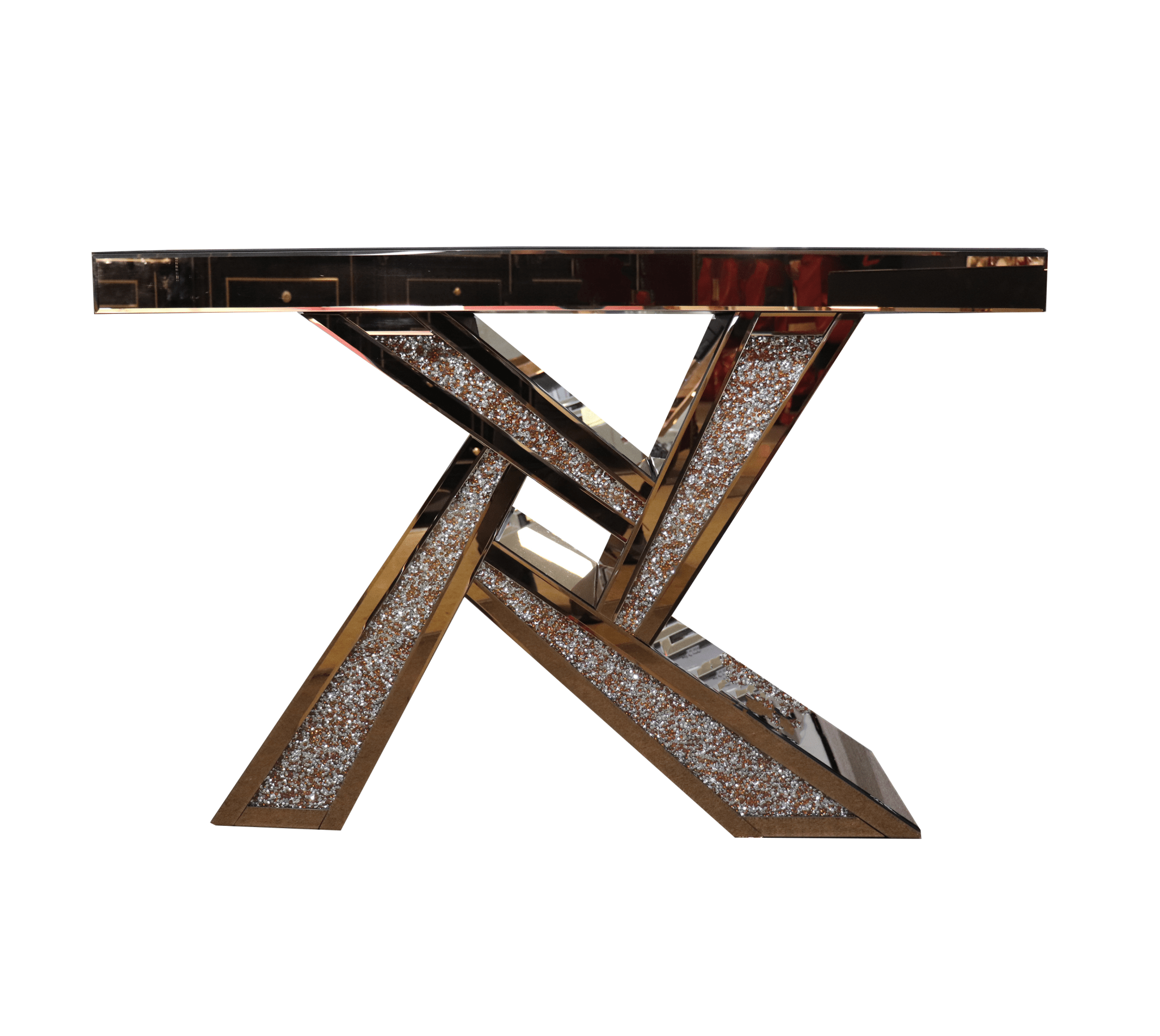 Romeo Console Hallway Table Wooden Frame Tempered Glass Top God - Quality Rugs and Furniture