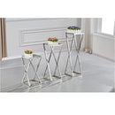 Sarah Flower Table Stainless Steel Base Tempered Glass Top Silver - Quality Rugs and Furniture