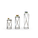 Sarah Flower Table Stainless Steel Base Tempered Glass Top Silver - Quality Rugs and Furniture