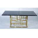 Sierra Marble Top Stainless Steel Base Dinning Table Gold - Quality Rugs and Furniture