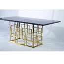 Sierra Marble Top Stainless Steel Base Dinning Table Gold - Quality Rugs and Furniture