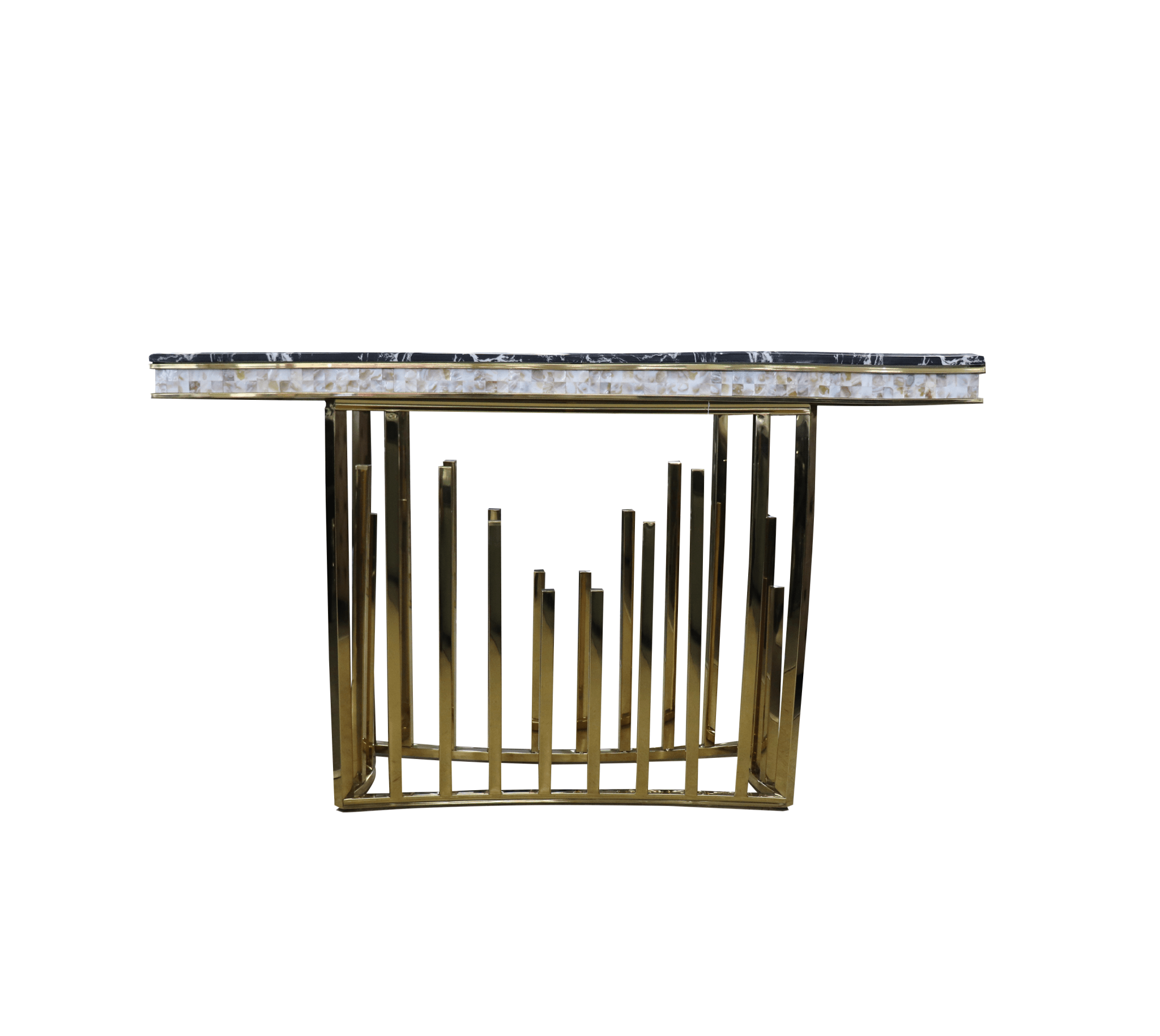 Stela Console Hallway Table Stainless Steel Base Marble Top Gold - Quality Rugs and Furniture