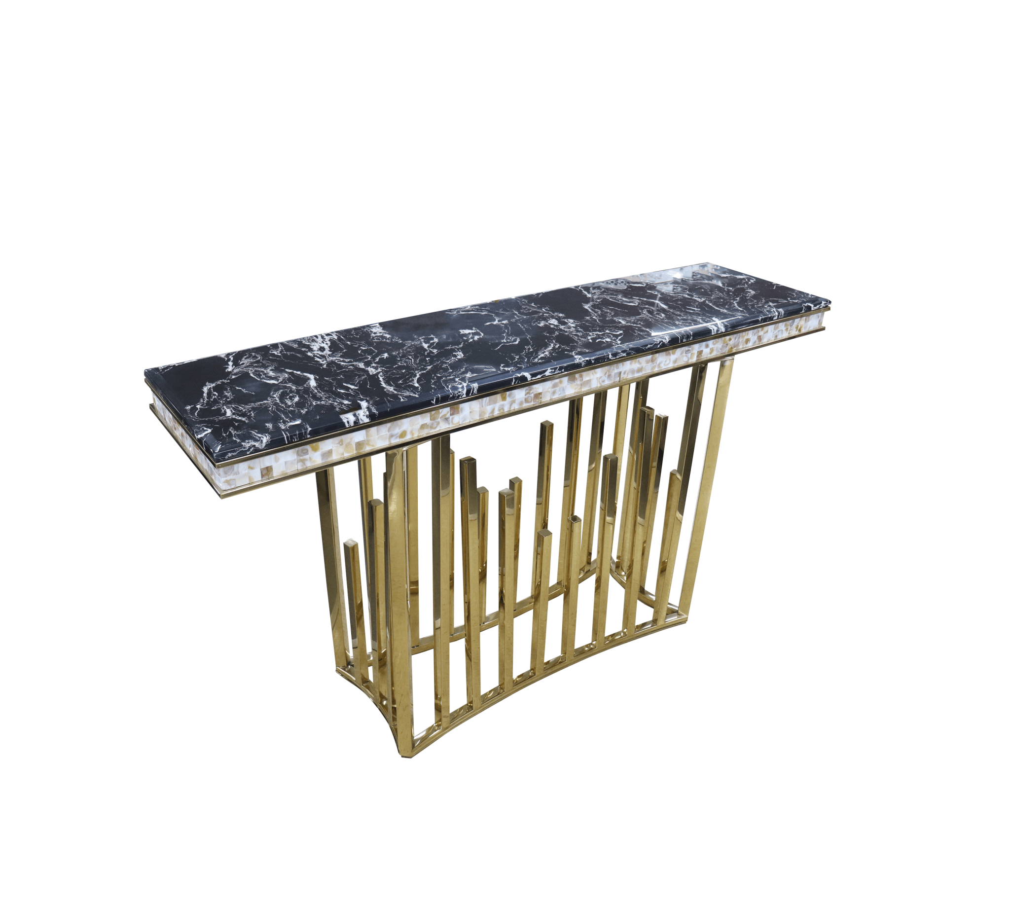 Stela Console Hallway Table Stainless Steel Base Marble Top Gold - Quality Rugs and Furniture