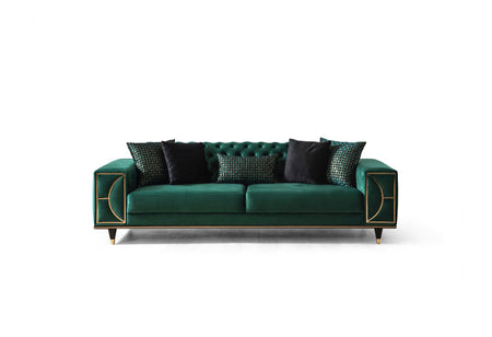 Stella Fabric Sofa Set Black Green