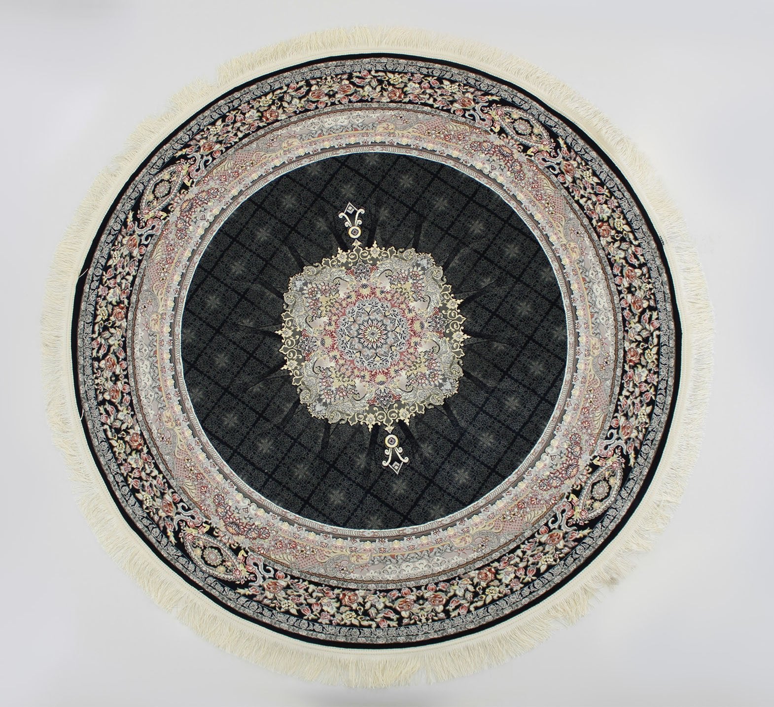 Timche 3184 Dark Blue Traditional Round Rug - Quality Rugs and Furniture