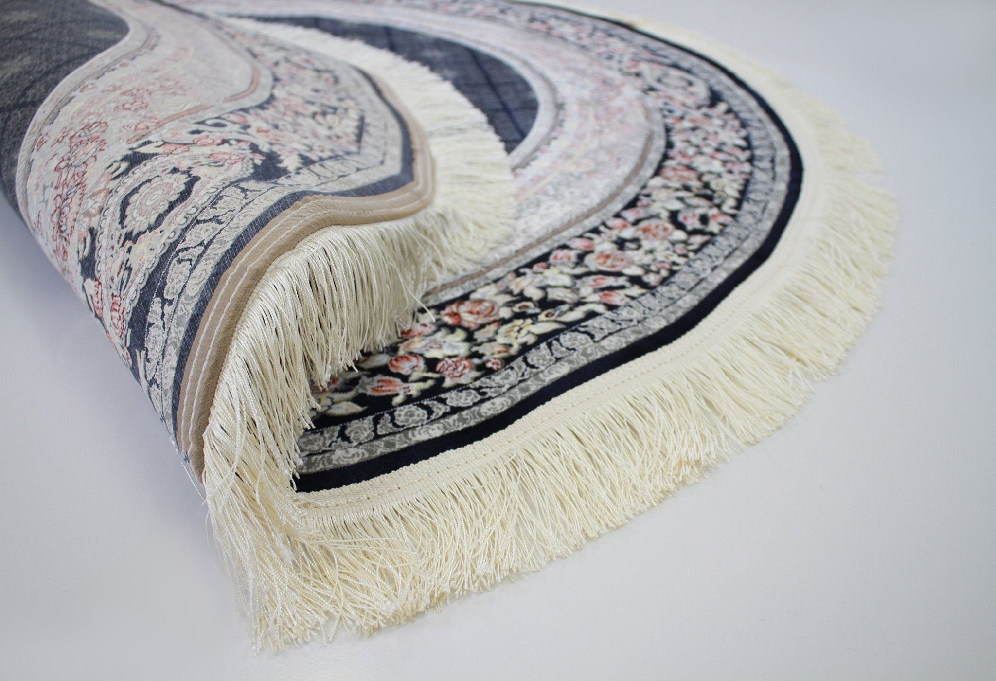 Timche 3184 Dark Blue Traditional Round Rug - Quality Rugs and Furniture