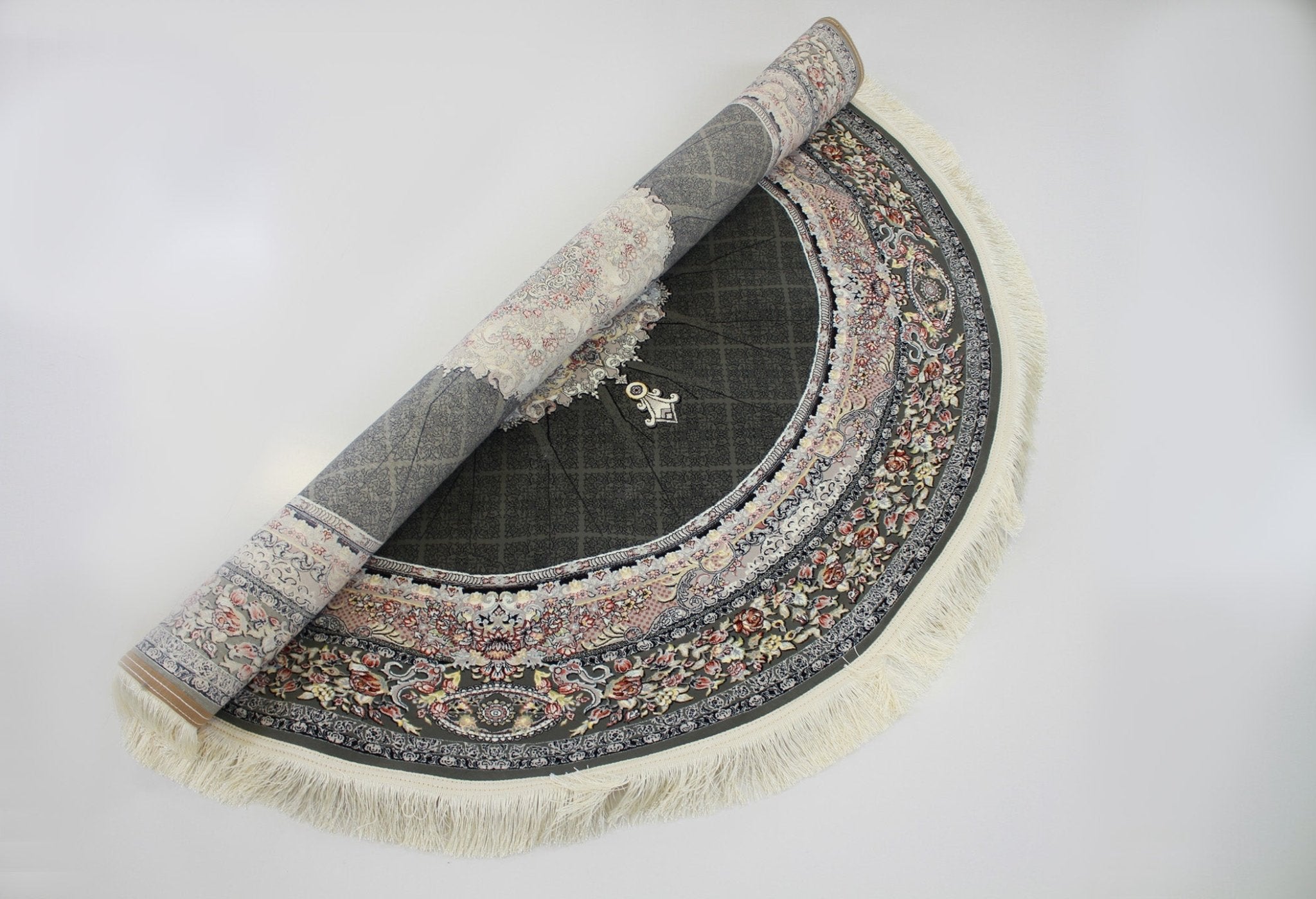 Timche 3184 Smoke Traditional Round Rug - Quality Rugs and Furniture